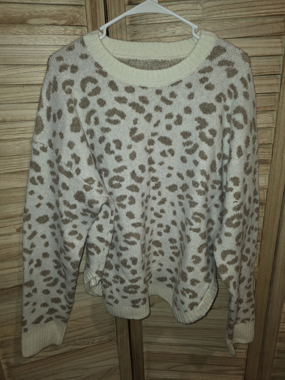 Cozy Cream Leopard Print Women's Sweater